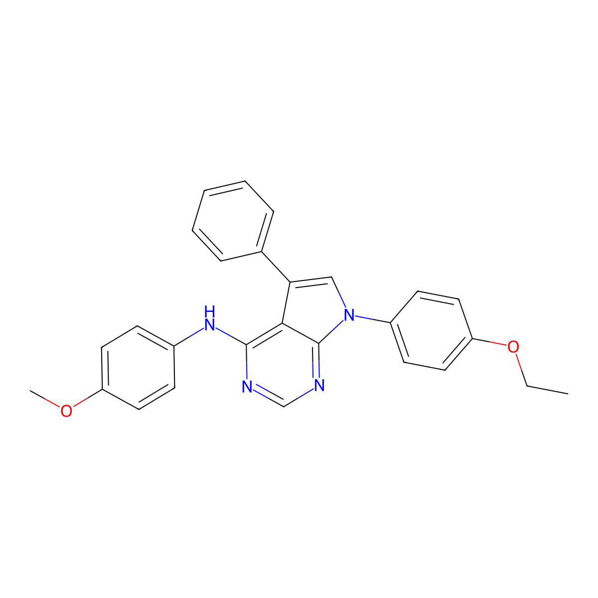 7-(4-ethoxyphenyl)-N-(4-methoxyphenyl)-5-phenyl-7H-pyrrolo[2,3-d]pyrimidin-4-amine molecular structure, CAS 477234-91-6