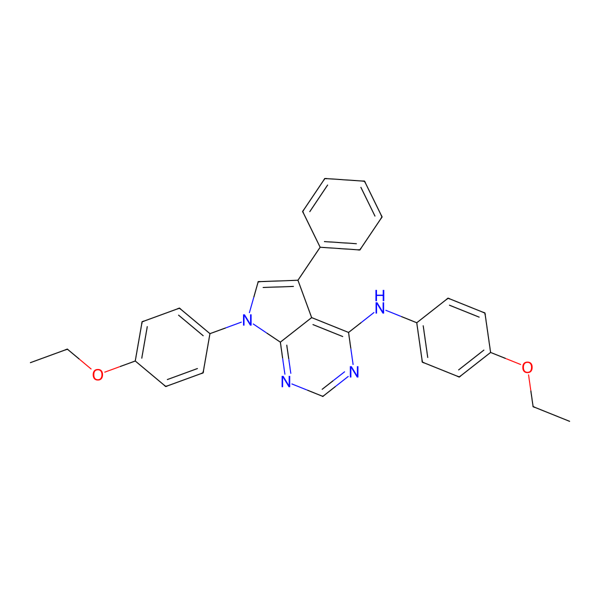 N,7-bis(4-ethoxyphenyl)-5-phenyl-7H-pyrrolo[2,3-d]pyrimidin-4-amine molecular structure, CAS 477234-97-2