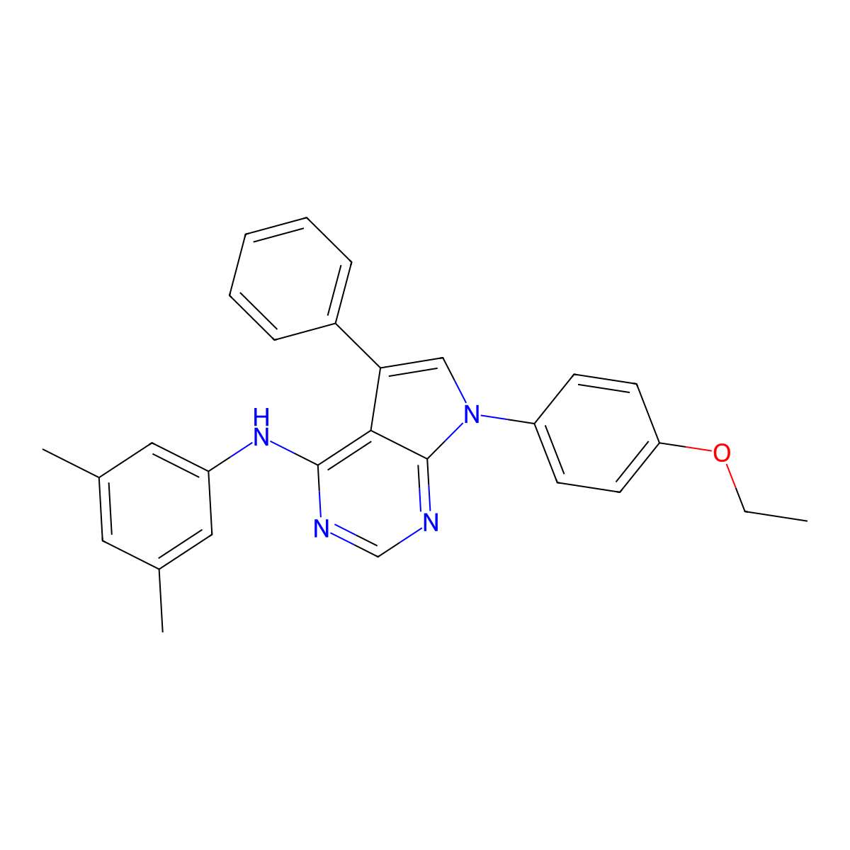 N-(3,5-dimethylphenyl)-7-(4-ethoxyphenyl)-5-phenyl-7H-pyrrolo[2,3-d]pyrimidin-4-amine molecular structure, CAS 477235-17-9