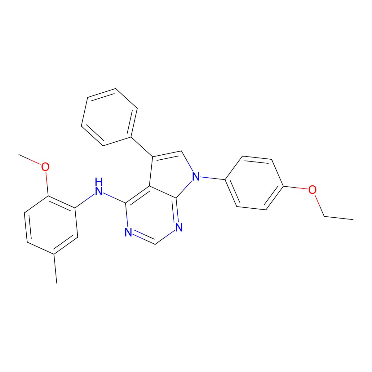 7-(4-ethoxyphenyl)-N-(2-methoxy-5-methylphenyl)-5-phenyl-7H-pyrrolo[2,3-d]pyrimidin-4-amine molecular structure, CAS 477235-36-2