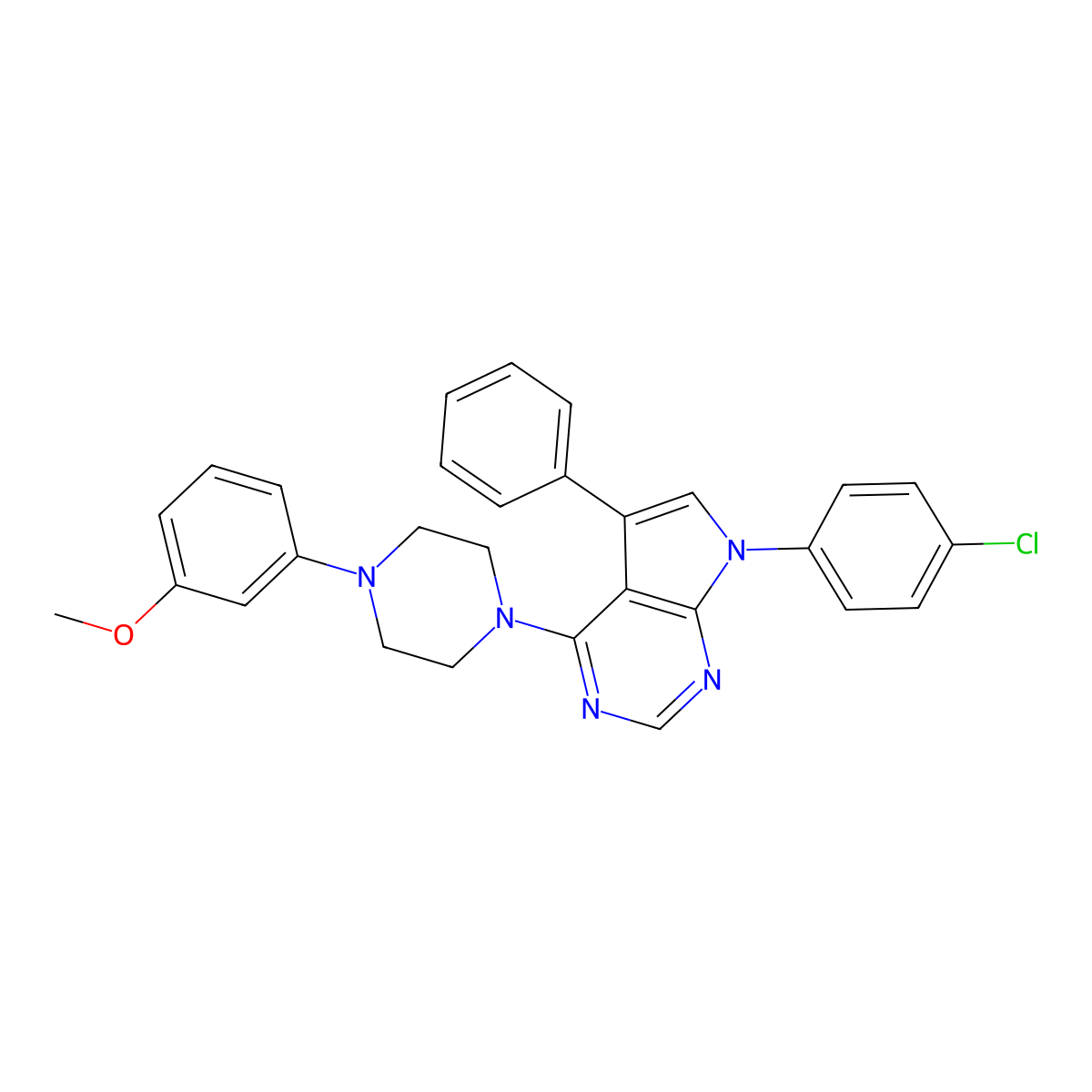 7-(4-chlorophenyl)-4-[4-(3-methoxyphenyl)piperazin-1-yl]-5-phenyl-7H-pyrrolo[2,3-d]pyrimidine molecular structure, CAS 477235-38-4