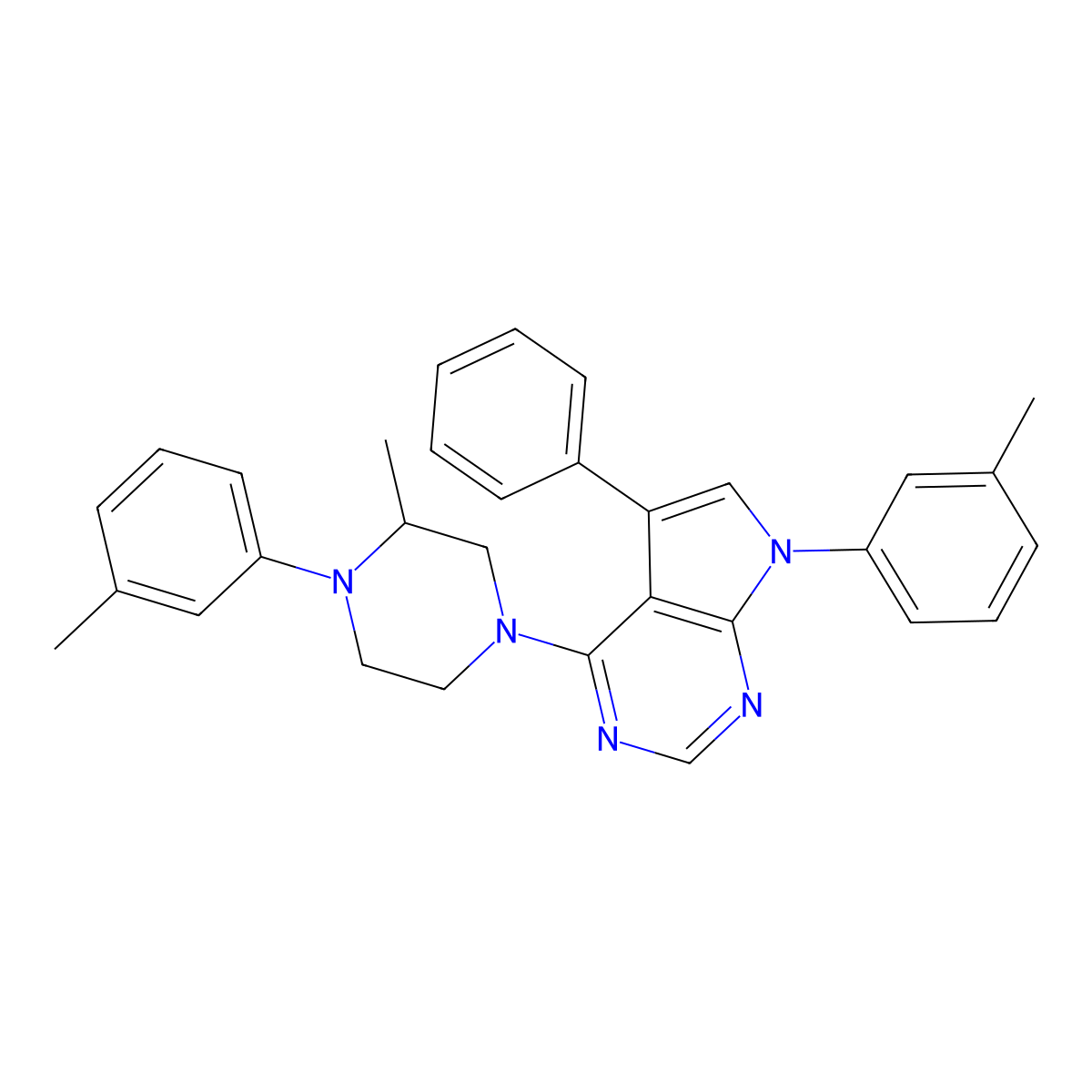 4-[3-methyl-4-(3-methylphenyl)piperazin-1-yl]-7-(3-methylphenyl)-5-phenyl-7H-pyrrolo[2,3-d]pyrimidine molecular structure, CAS 477238-28-1