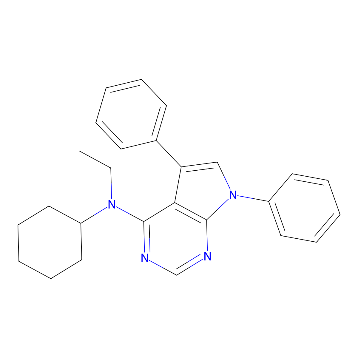 N-cyclohexyl-N-ethyl-5,7-diphenyl-7H-pyrrolo[2,3-d]pyrimidin-4-amine molecular structure, CAS 477238-29-2