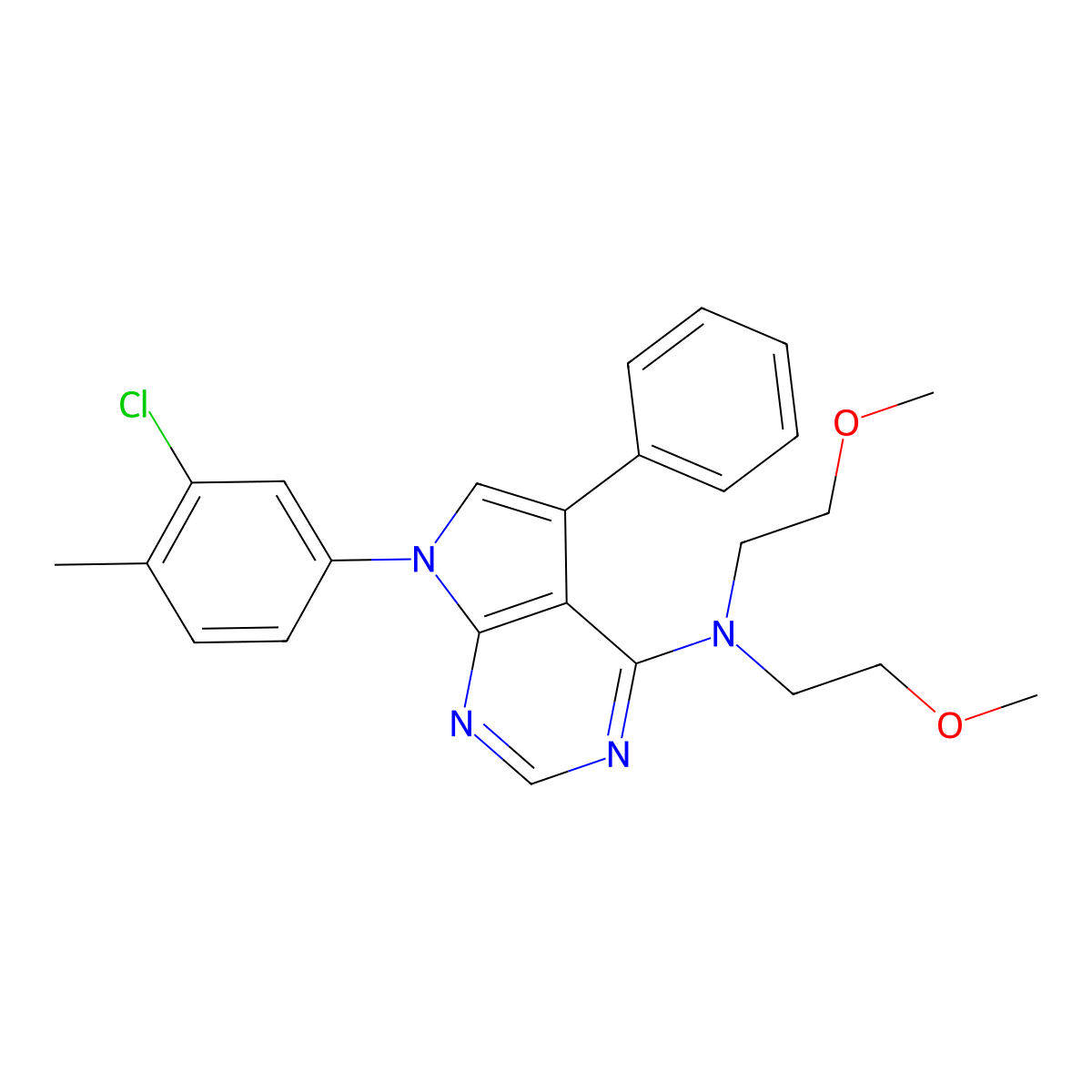 7-(3-chloro-4-methylphenyl)-N,N-bis(2-methoxyethyl)-5-phenyl-7H-pyrrolo[2,3-d]pyrimidin-4-amine molecular structure, CAS 477238-38-3