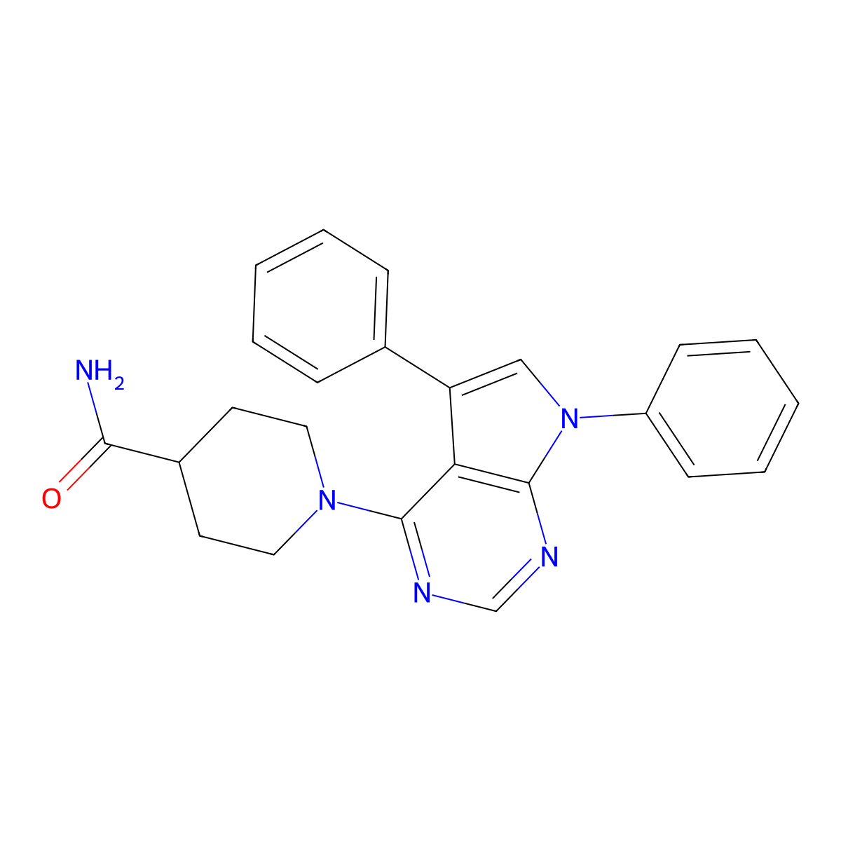 1-(5,7-diphenyl-7H-pyrrolo[2,3-d]pyrimidin-4-yl)piperidine-4-carboxamide molecular structure, CAS 477238-45-2
