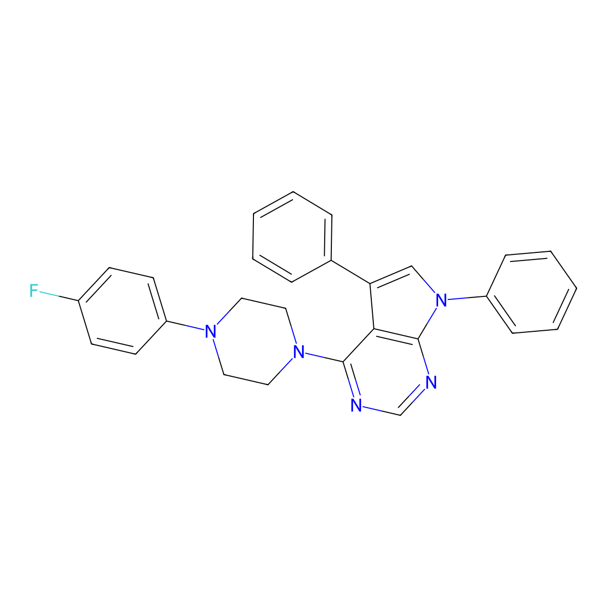 4-[4-(4-fluorophenyl)piperazin-1-yl]-5,7-diphenyl-7H-pyrrolo[2,3-d]pyrimidine molecular structure, CAS 477238-83-8