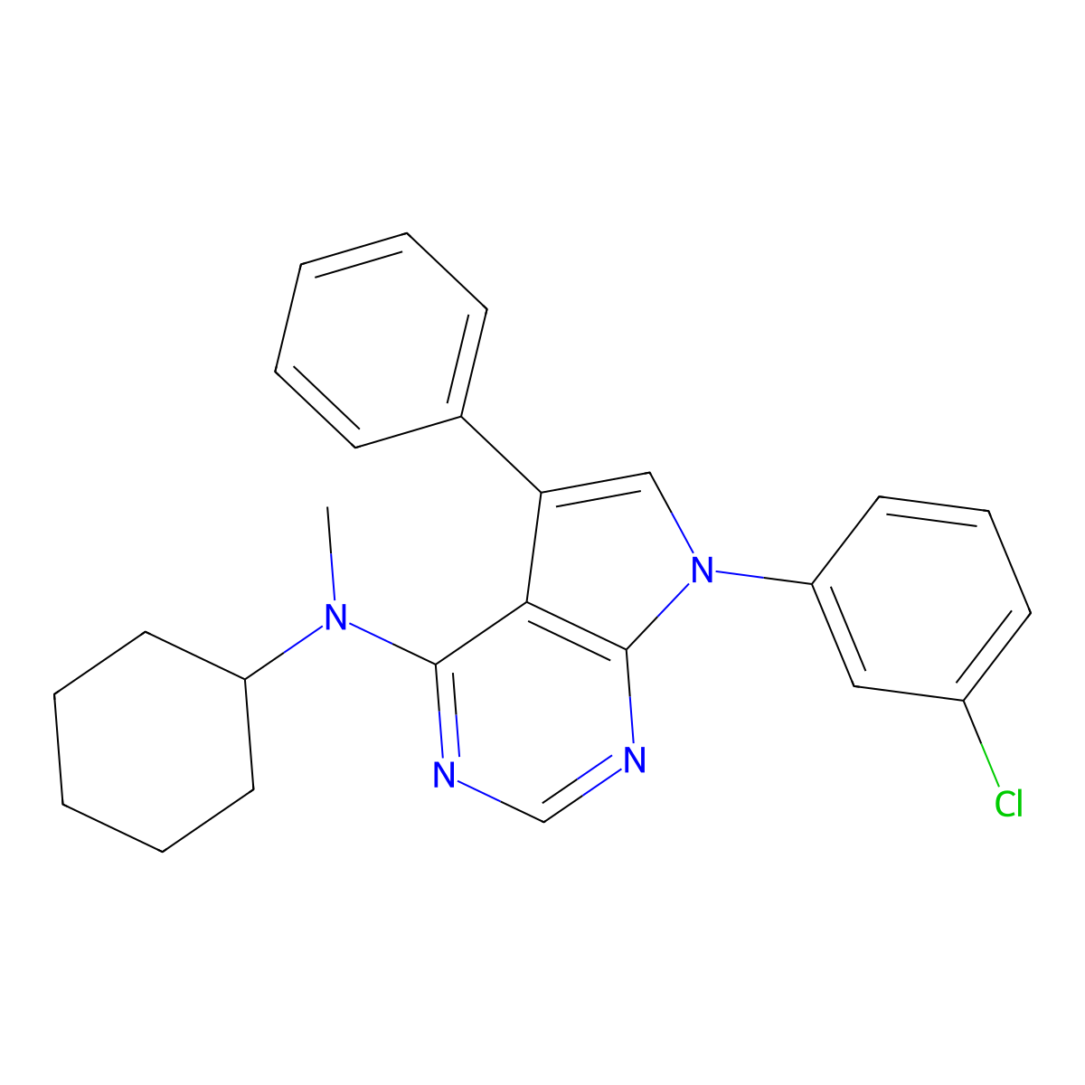 7-(3-chlorophenyl)-N-cyclohexyl-N-methyl-5-phenyl-7H-pyrrolo[2,3-d]pyrimidin-4-amine molecular structure, CAS 477239-56-8