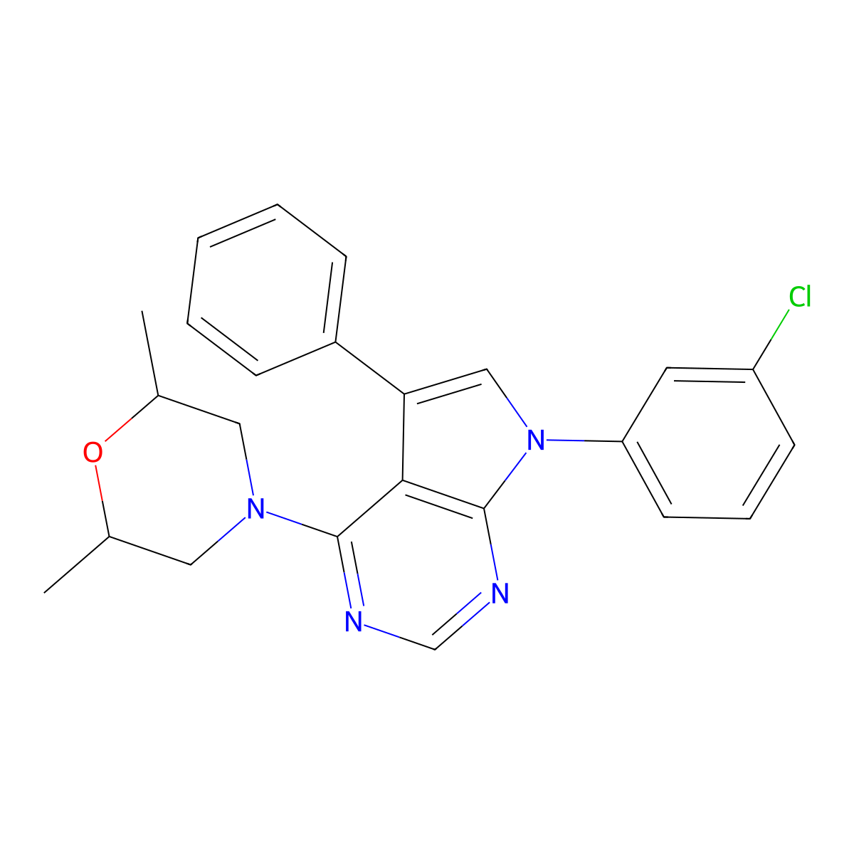 7-(3-chlorophenyl)-4-(2,6-dimethylmorpholin-4-yl)-5-phenyl-7H-pyrrolo[2,3-d]pyrimidine molecular structure, CAS 477239-80-8