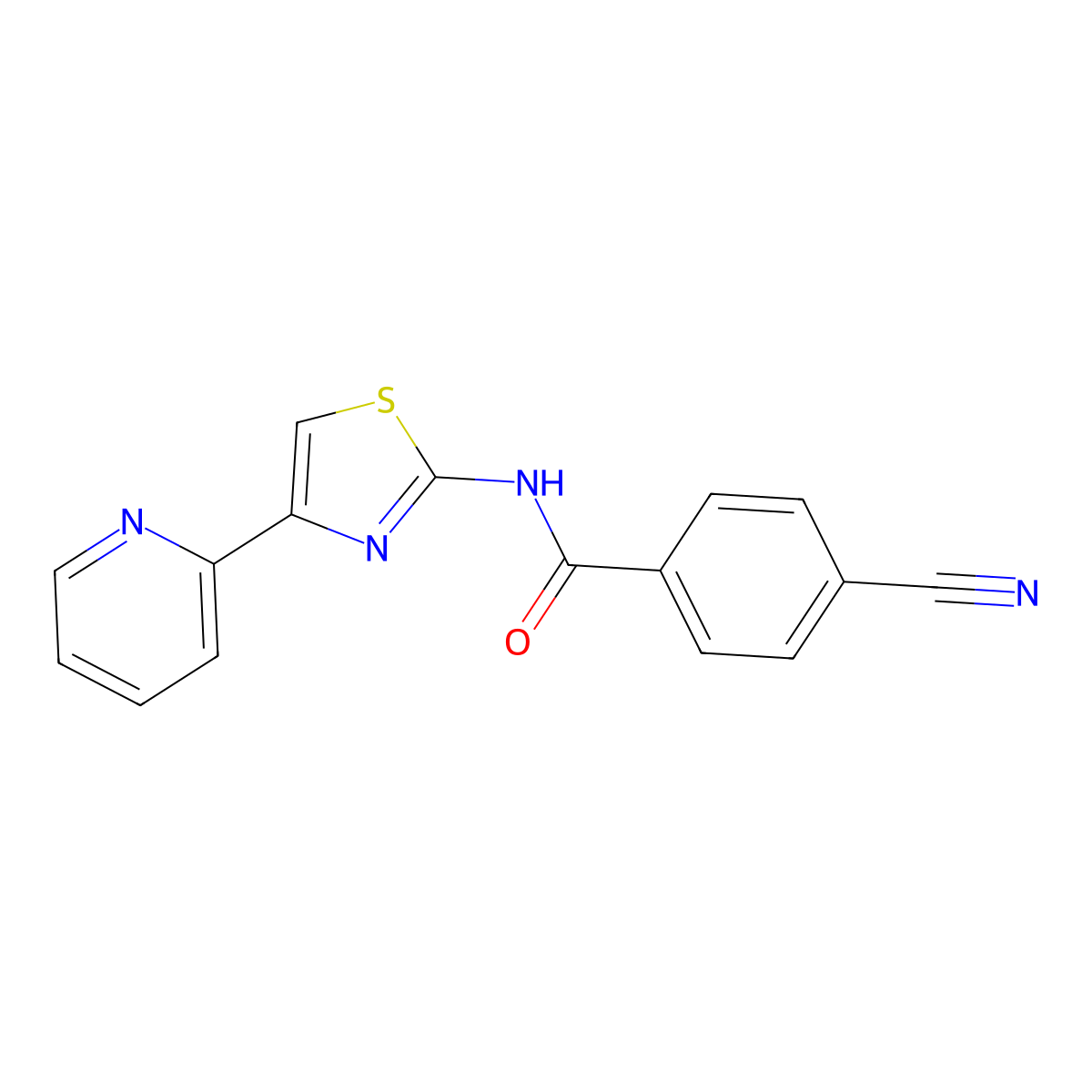 4-cyano-N-(4-(pyridin-2-yl)thiazol-2-yl)benzamide molecular structure, CAS 477242-70-9