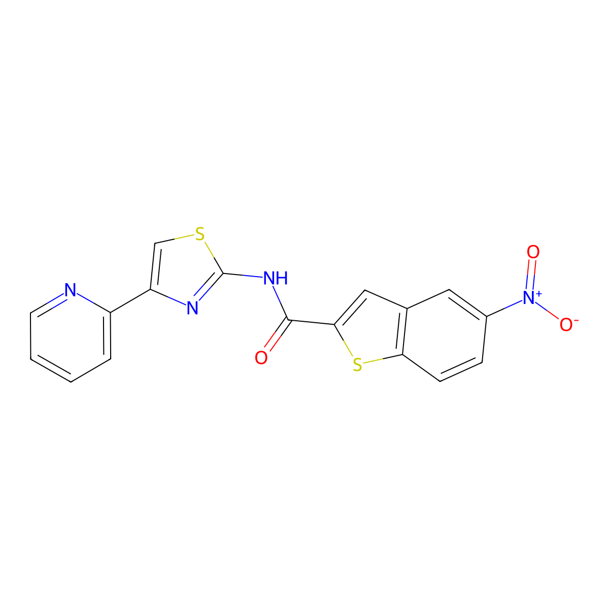 5-nitro-N-(4-(pyridin-2-yl)thiazol-2-yl)benzo[b]thiophene-2-carboxamide molecular structure, CAS 477242-77-6