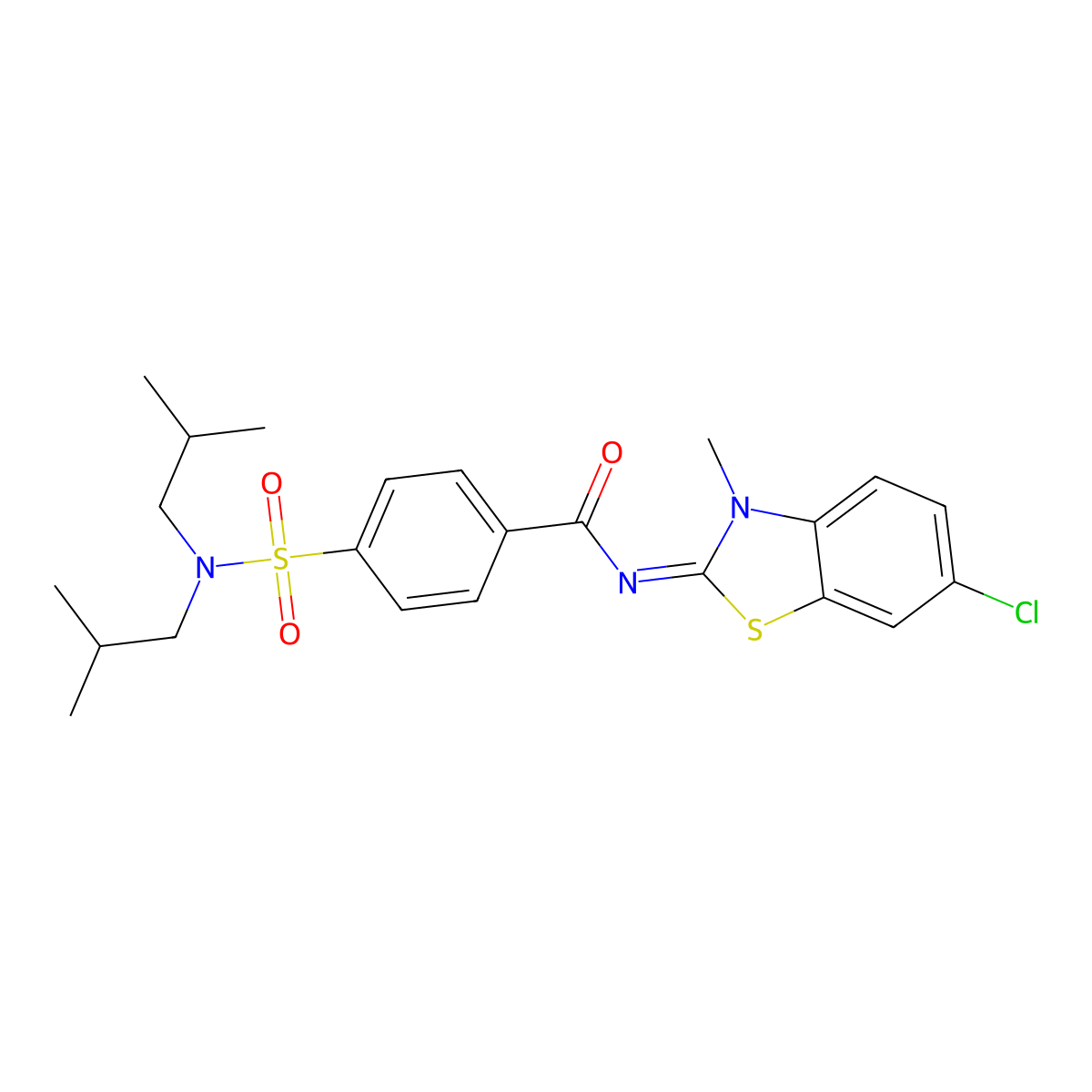 (Z)-N-(6-chloro-3-methylbenzo[d]thiazol-2(3H)-ylidene)-4-(N,N-diisobutylsulfamoyl)benzamide molecular structure, CAS 477242-81-2