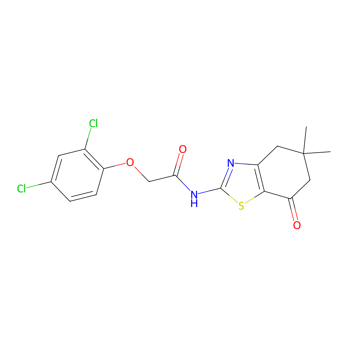 2-(2,4-dichlorophenoxy)-N-(5,5-dimethyl-7-oxo-4,5,6,7-tetrahydro-1,3-benzothiazol-2-yl)acetamide molecular structure, CAS 477242-96-9