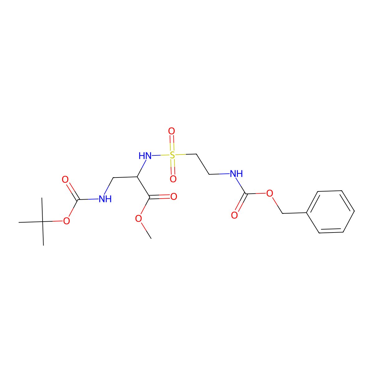 Methyl (S)-2-((2-(((benzyloxy)carbonyl)amino)ethyl)sulfonamido)-3-((tert-butoxycarbonyl)amino)propanoate molecular structure, CAS 477249-25-5