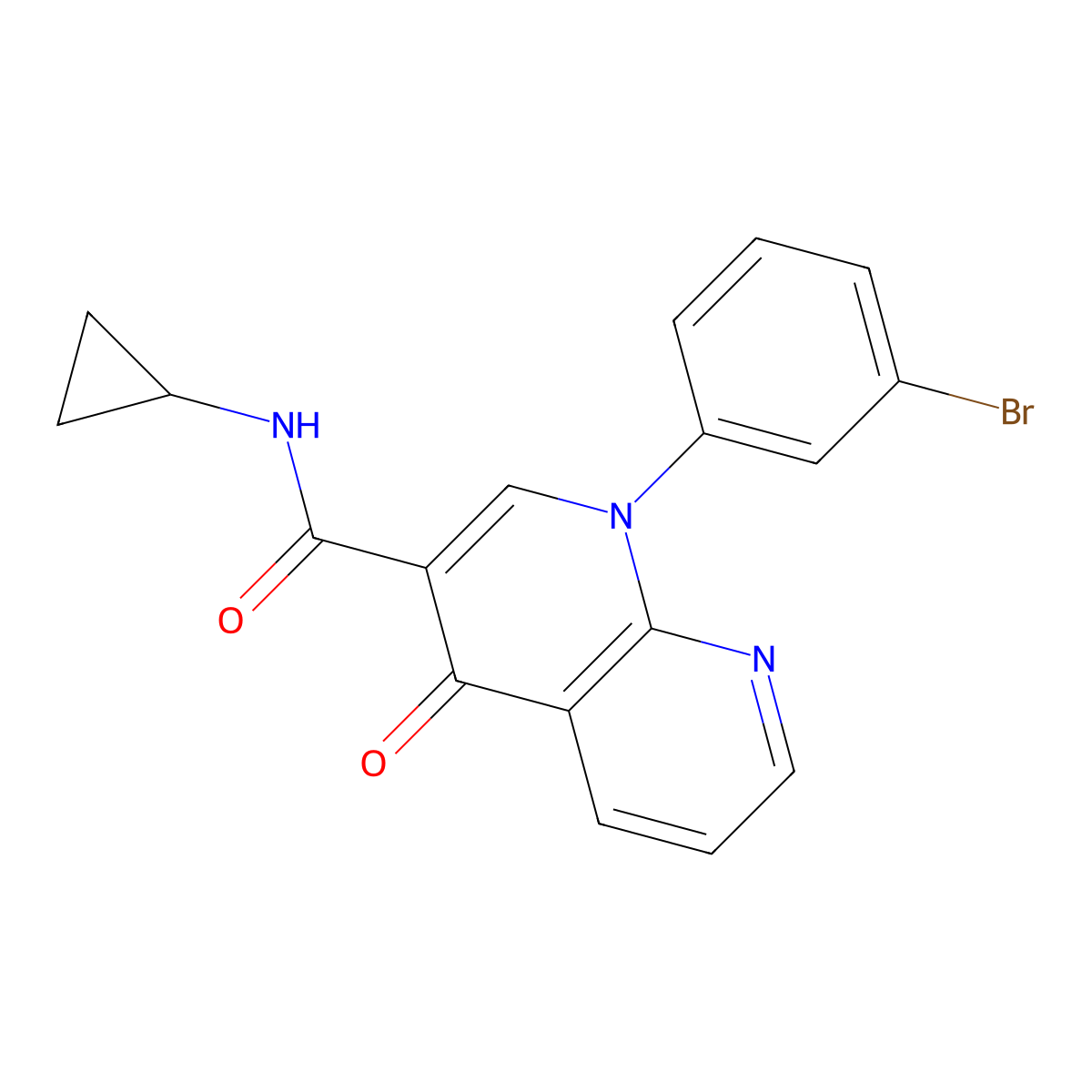 n-Cyclopropyl-1-(3-bromophenyl)-1,4-dihydro[1,8]naphthyridin-4-one-3-carboxamide molecular structure, CAS 477251-96-0