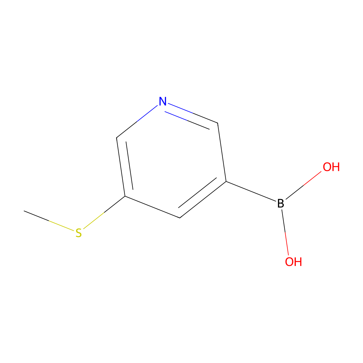 (5-(Methylsulfanyl)pyridin-3-yl)boronic acid molecular structure, CAS 477251-98-2