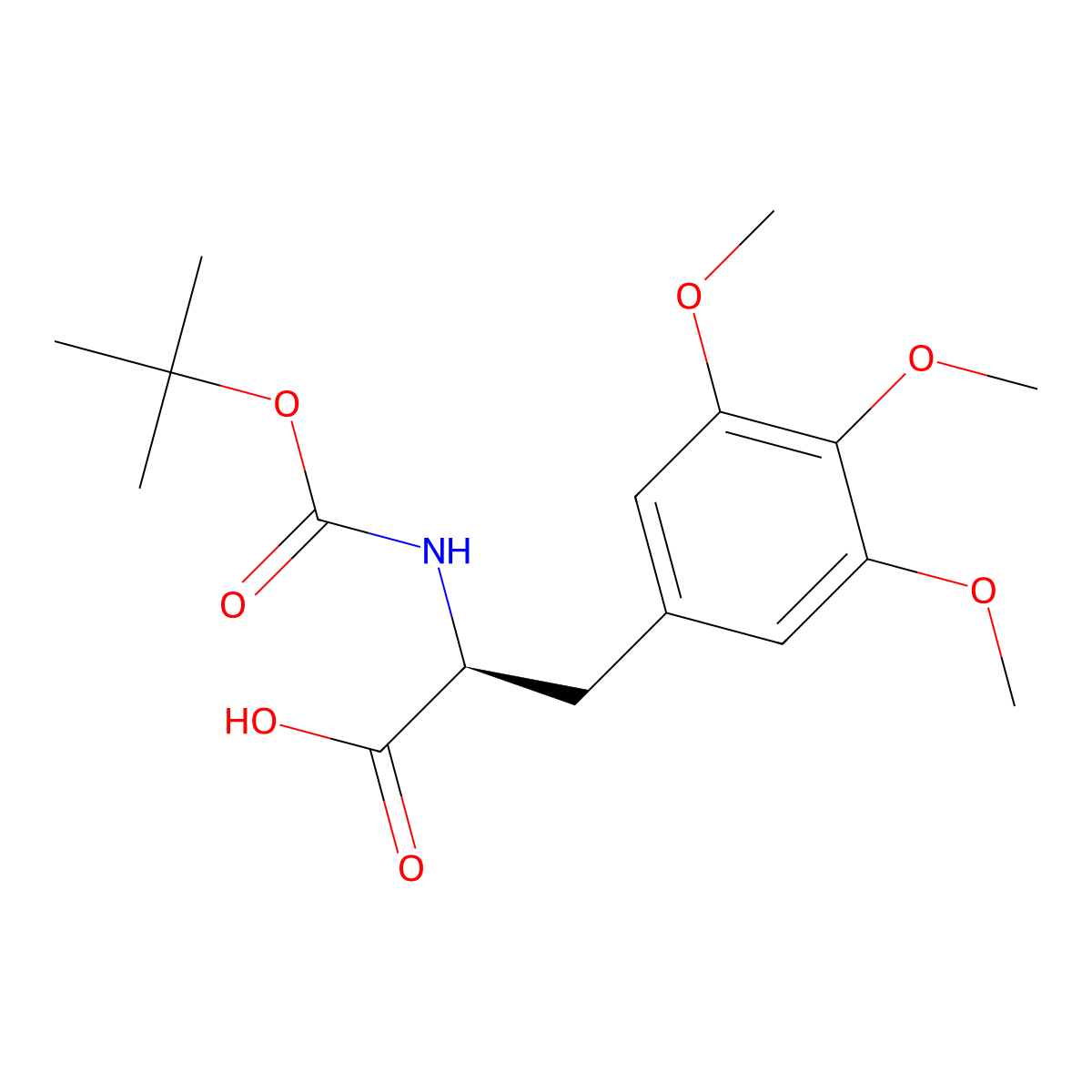 (2S)-2-(((tert-butoxy)carbonyl)amino)-3-(3,4,5-trimethoxyphenyl)propanoic acid molecular structure, CAS 477254-82-3