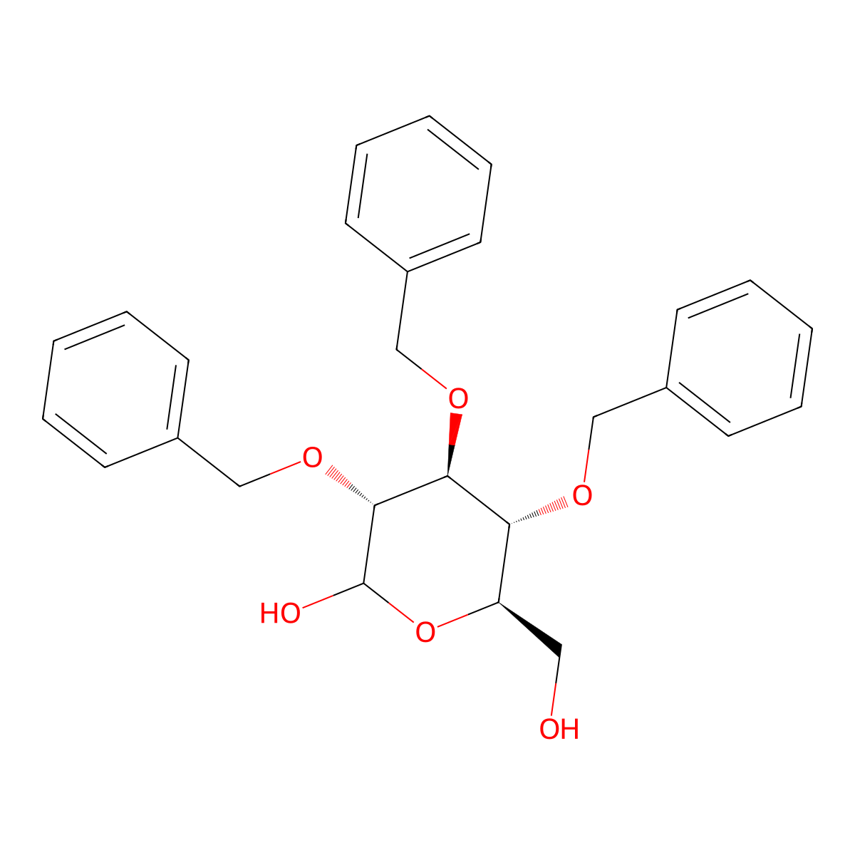 2,3,4-Tri-O-benzyl-D-glucopyranose molecular structure, CAS 47727-93-5