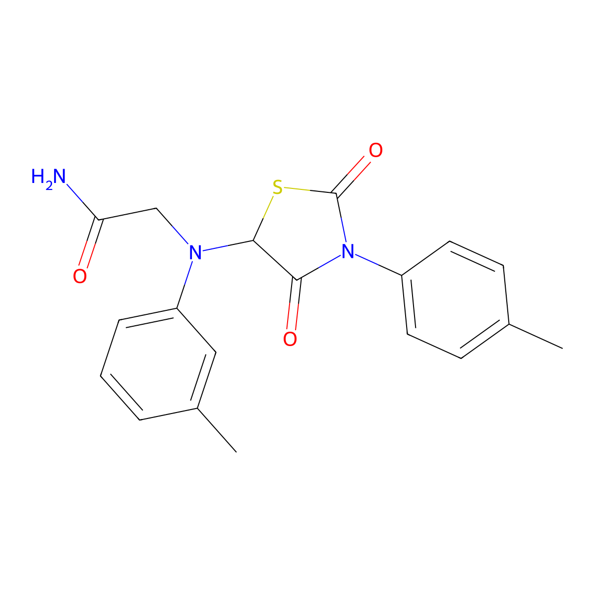 2-{3-Methyl[3-(4-methylphenyl)-2,4-dioxo-1,3-thiazolidin-5-yl]anilino}acetamide molecular structure, CAS 477275-60-8