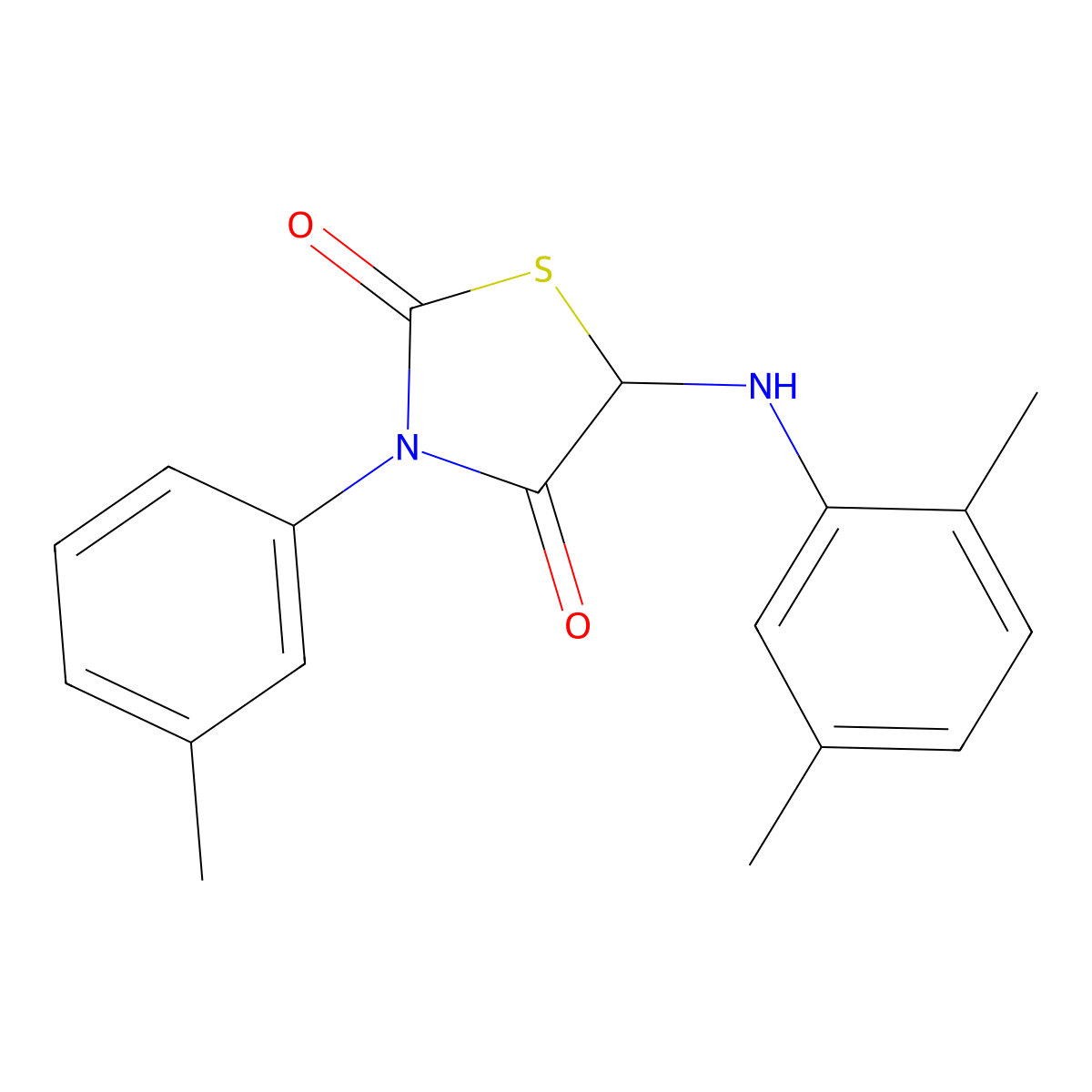 5-[(2,5-Dimethylphenyl)amino]-3-(3-methylphenyl)-1,3-thiazolidine-2,4-dione molecular structure, CAS 477275-65-3