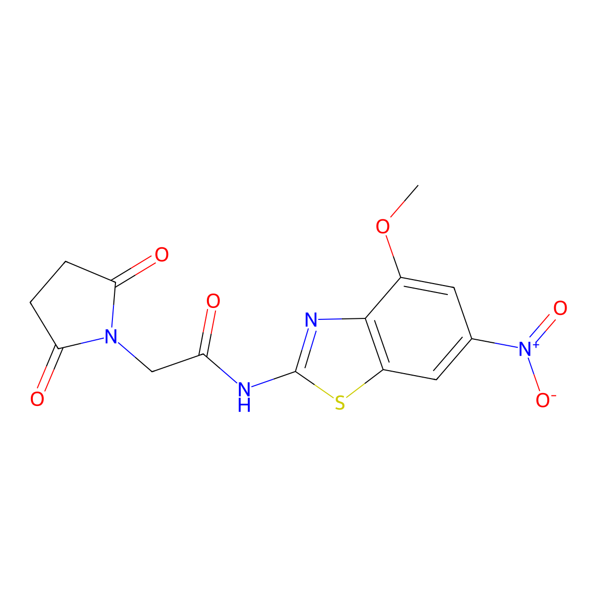 2-(2,5-dioxopyrrolidin-1-yl)-N-(4-methoxy-6-nitro-1,3-benzothiazol-2-yl)acetamide molecular structure, CAS 477280-52-7