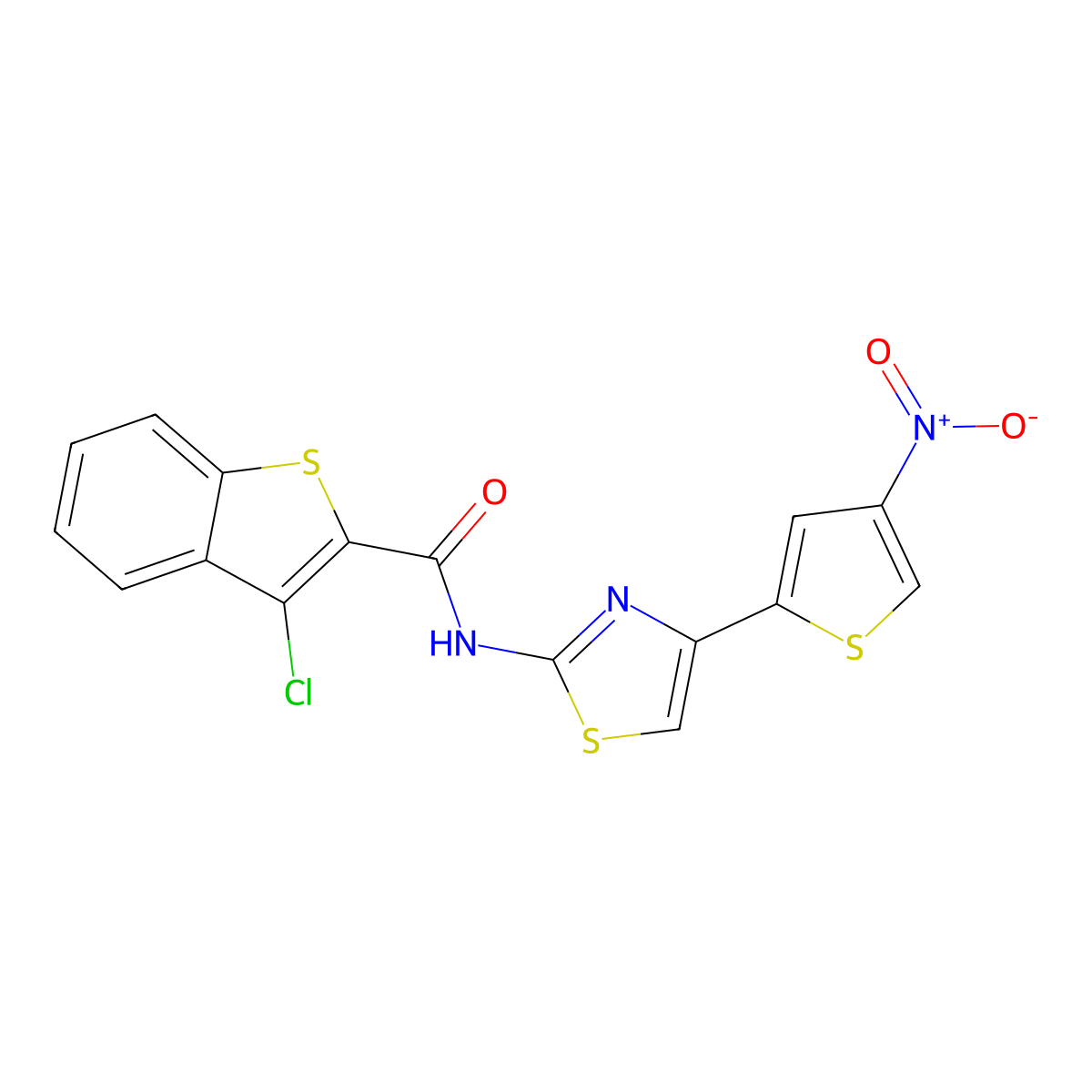 3-chloro-N-[4-(4-nitrothiophen-2-yl)-1,3-thiazol-2-yl]-1-benzothiophene-2-carboxamide molecular structure, CAS 477280-63-0