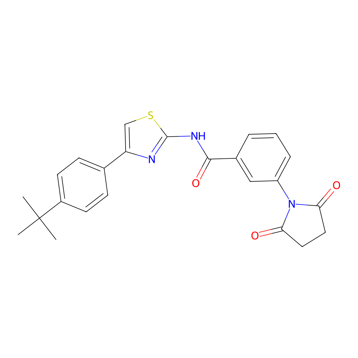N-[4-(4-tert-butylphenyl)-1,3-thiazol-2-yl]-3-(2,5-dioxopyrrolidin-1-yl)benzamide molecular structure, CAS 477280-67-4