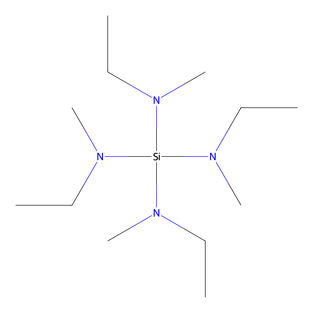 Tetrakis(ethylmethylamino)silane molecular structure, CAS 477284-75-6
