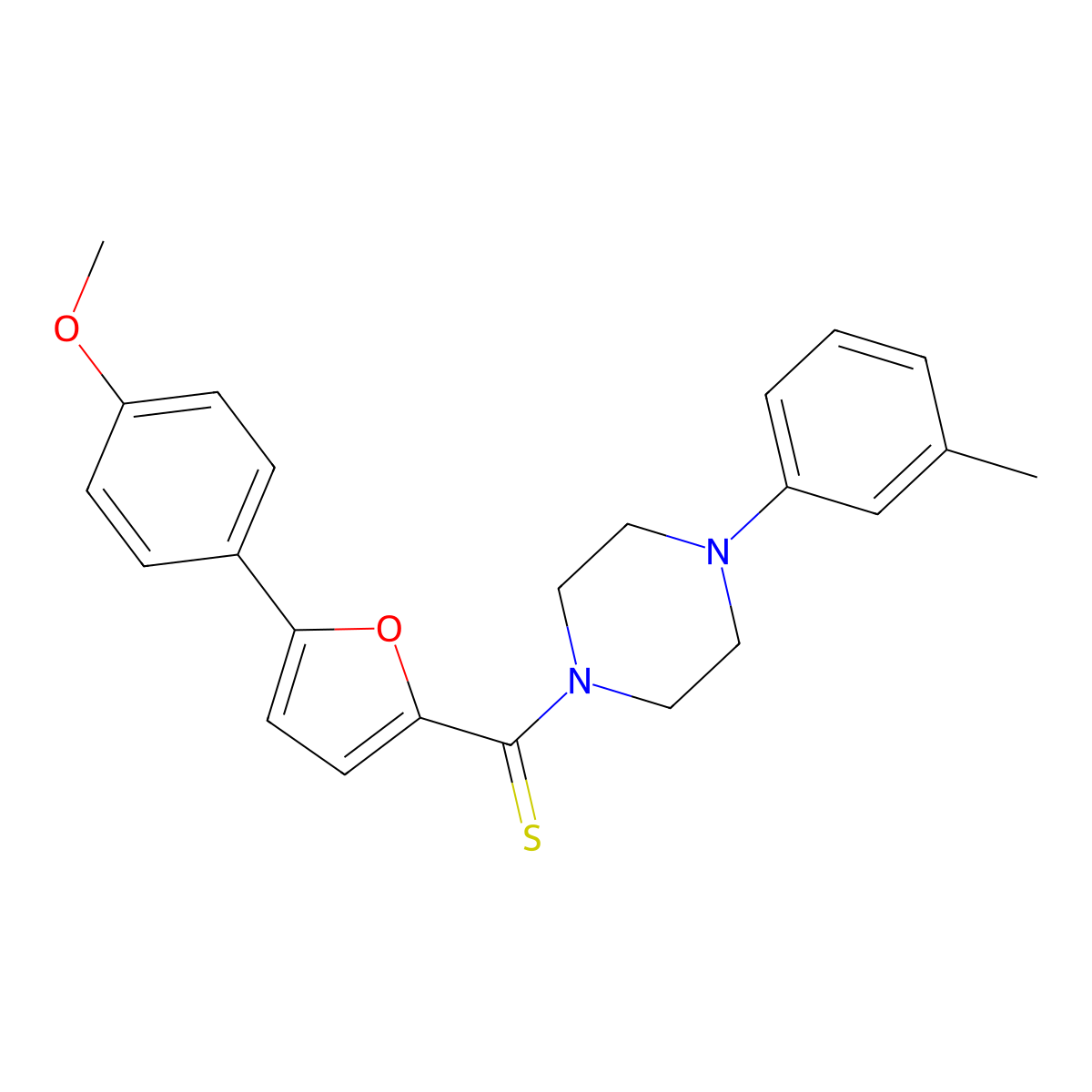 (5-(4-Methoxyphenyl)furan-2-yl)(4-(m-tolyl)piperazin-1-yl)methanethione molecular structure, CAS 477288-40-7