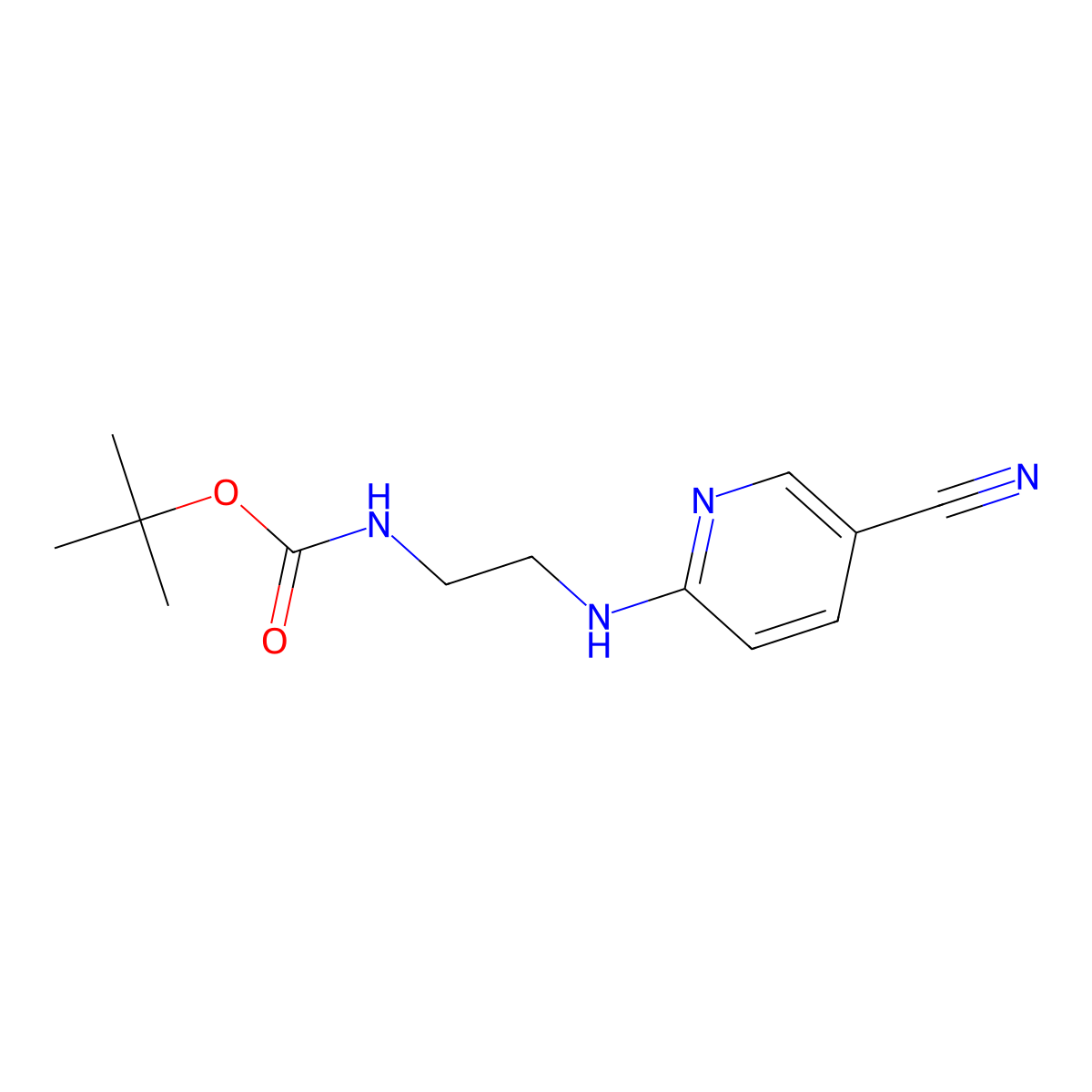 tert-Butyl (2-((5-cyanopyridin-2-yl)amino)ethyl)carbamate molecular structure, CAS 477290-49-6