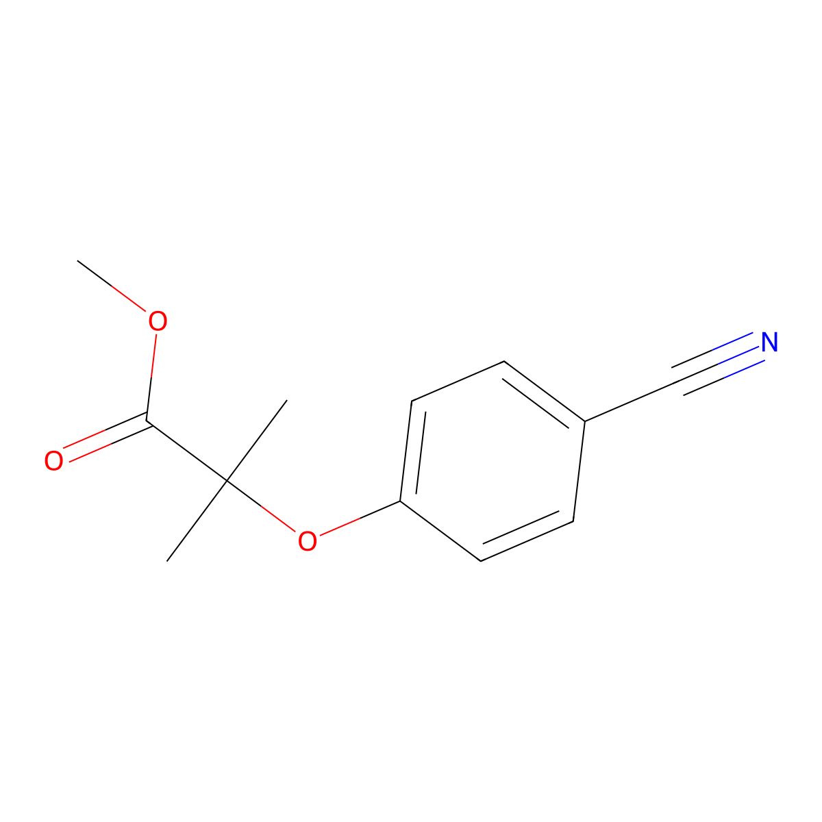 Methyl 2-(4-cyanophenoxy)-2-methylpropanoate molecular structure, CAS 477291-31-9