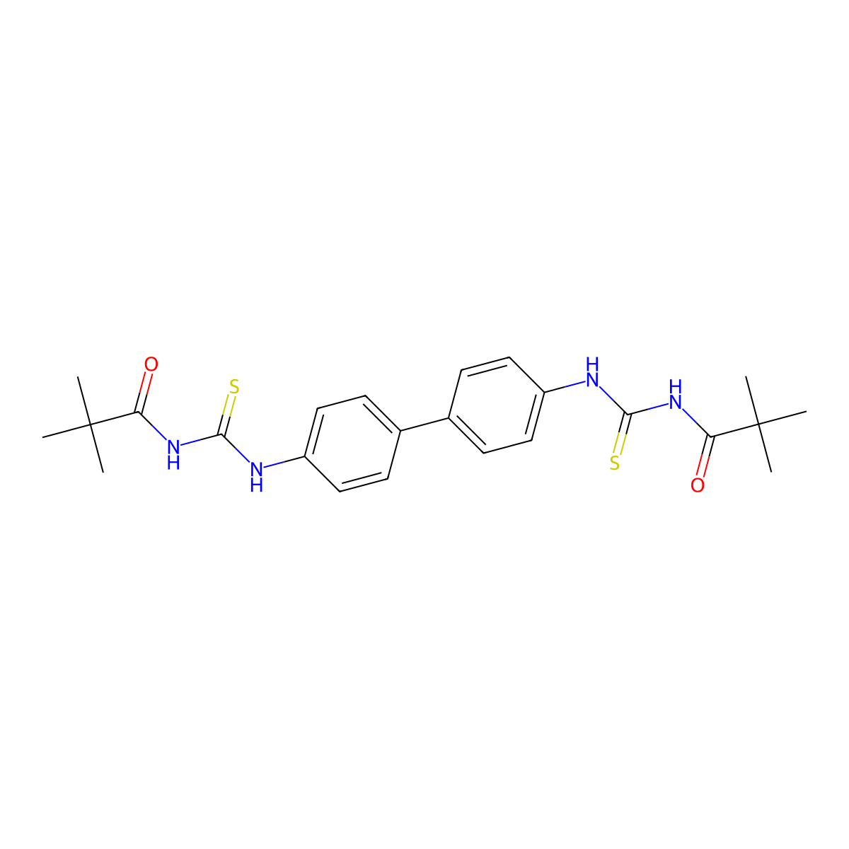 N-[[4-[4-(2,2-dimethylpropanoylcarbamothioylamino)phenyl]phenyl]carbamothioyl]-2,2-dimethylpropanamide molecular structure, CAS 477292-78-7