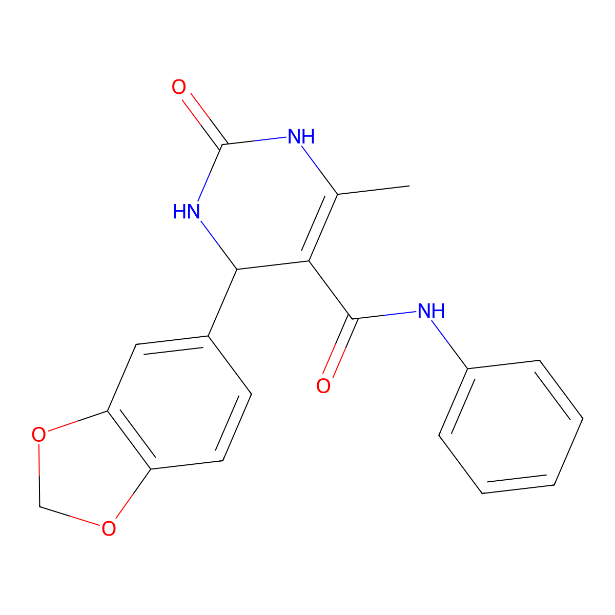 4-(benzo[d][1,3]dioxol-5-yl)-6-methyl-2-oxo-N-phenyl-1,2,3,4-tetrahydropyrimidine-5-carboxamide molecular structure, CAS 477293-14-4