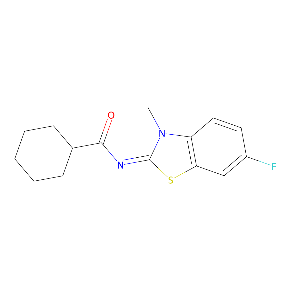 (E)-N-(6-fluoro-3-methylbenzo[d]thiazol-2(3H)-ylidene)cyclohexanecarboxamide molecular structure, CAS 477294-49-8