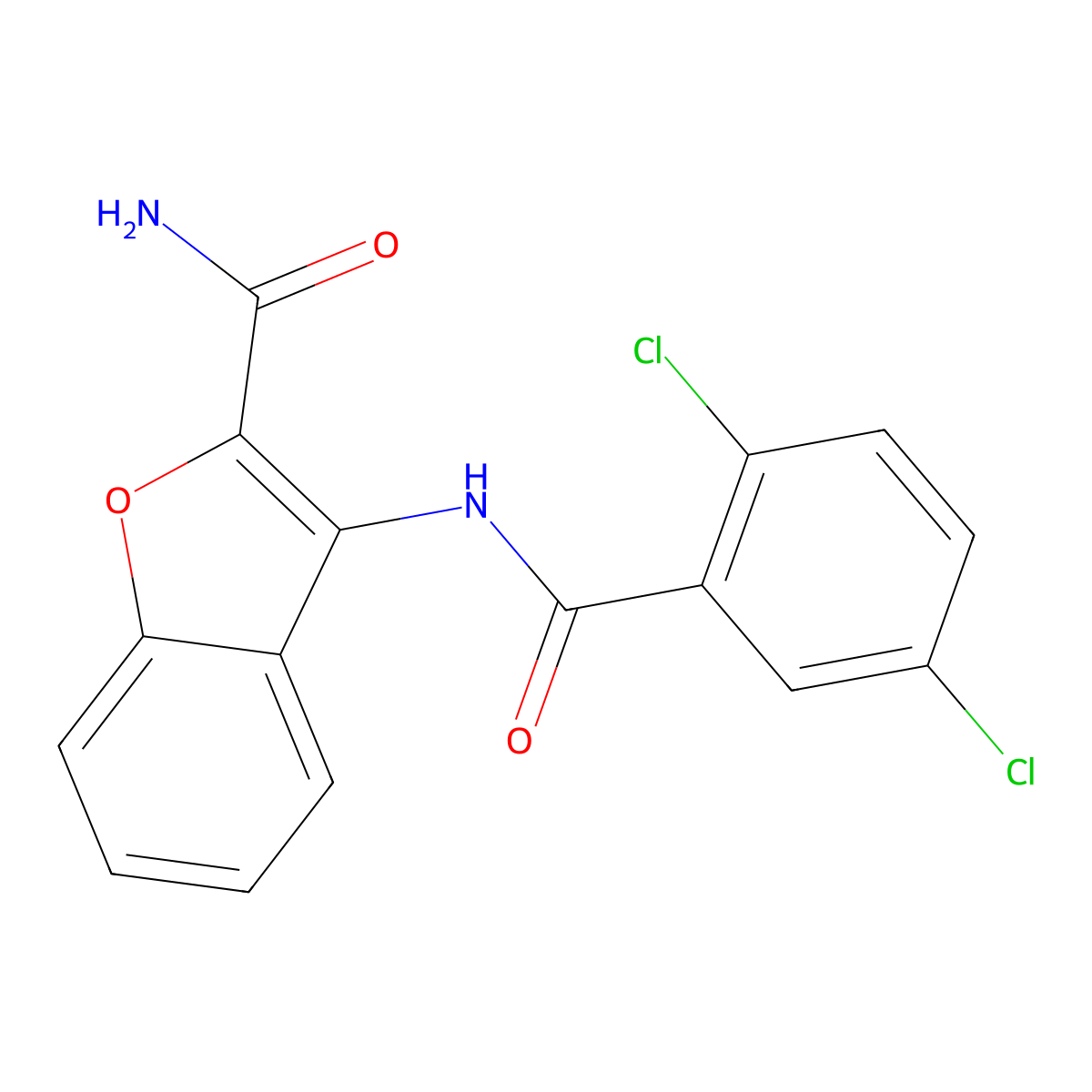 3-(2,5-Dichlorobenzamido)benzofuran-2-carboxamide molecular structure, CAS 477294-53-4