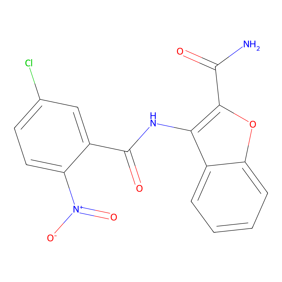 3-(5-Chloro-2-nitrobenzamido)benzofuran-2-carboxamide molecular structure, CAS 477294-57-8