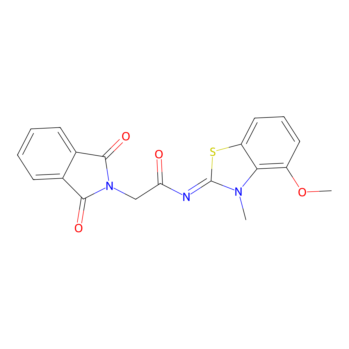 (E)-2-(1,3-dioxoisoindolin-2-yl)-N-(4-methoxy-3-methylbenzo[d]thiazol-2(3H)-ylidene)acetamide molecular structure, CAS 477294-79-4