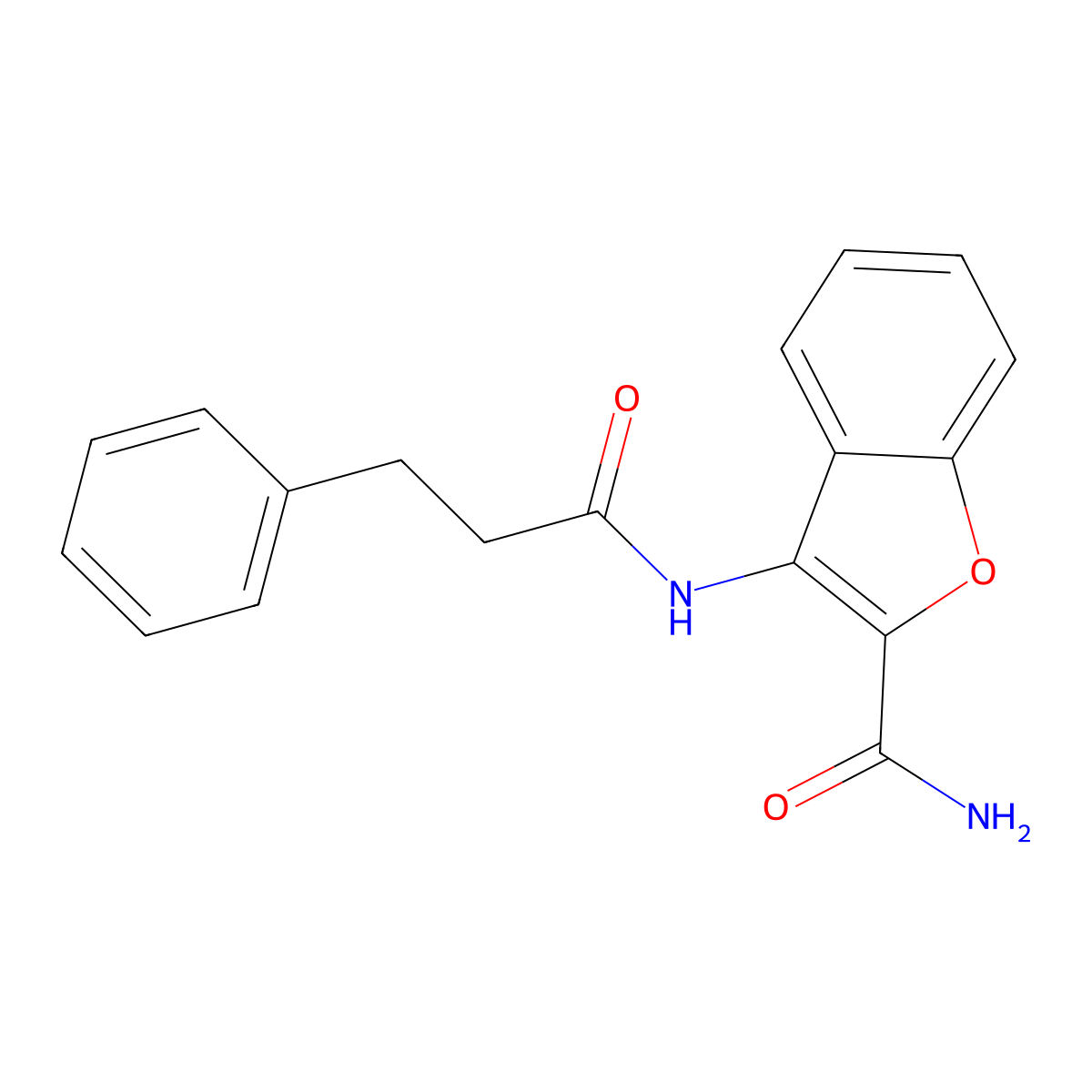 3-(3-Phenylpropanamido)benzofuran-2-carboxamide molecular structure, CAS 477294-89-6