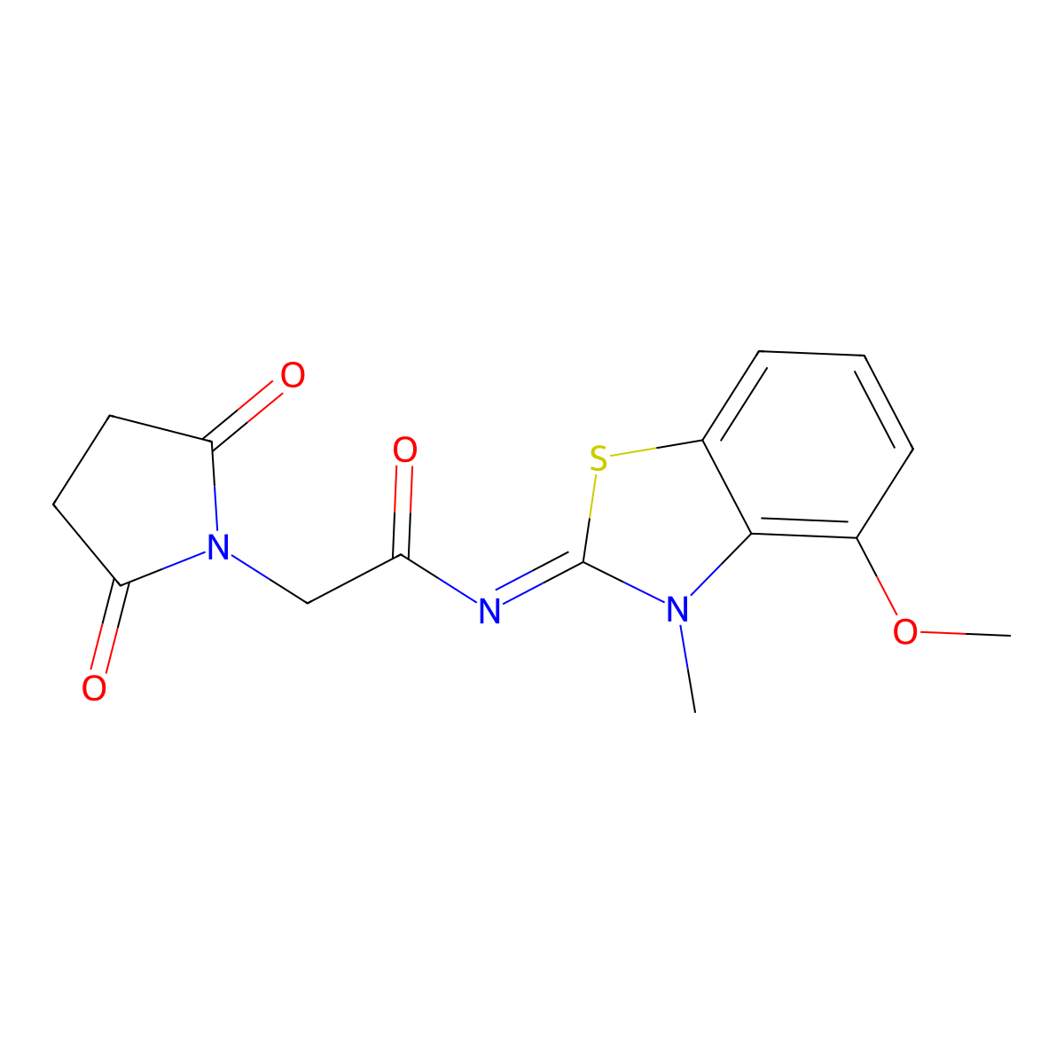 (E)-2-(2,5-dioxopyrrolidin-1-yl)-N-(4-methoxy-3-methylbenzo[d]thiazol-2(3H)-ylidene)acetamide molecular structure, CAS 477294-97-6