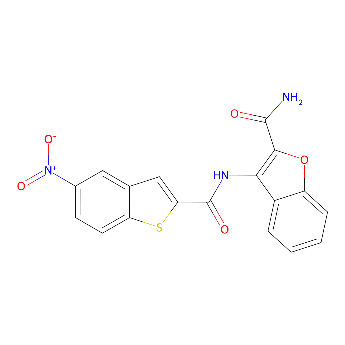 3-(5-Nitrobenzo[b]thiophene-2-carboxamido)benzofuran-2-carboxamide molecular structure, CAS 477294-99-8