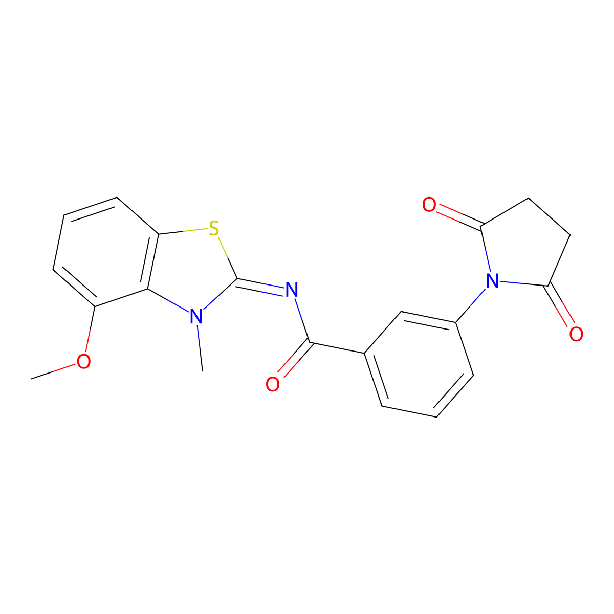 (E)-3-(2,5-dioxopyrrolidin-1-yl)-N-(4-methoxy-3-methylbenzo[d]thiazol-2(3H)-ylidene)benzamide molecular structure, CAS 477295-06-0