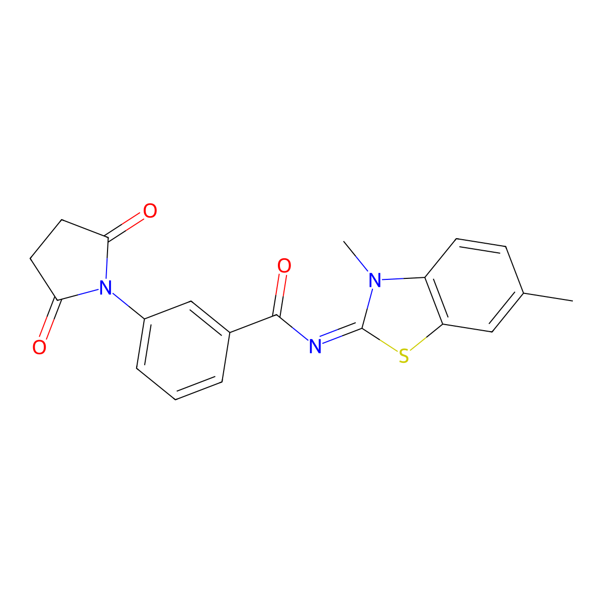 (E)-N-(3,6-dimethylbenzo[d]thiazol-2(3H)-ylidene)-3-(2,5-dioxopyrrolidin-1-yl)benzamide molecular structure, CAS 477295-07-1