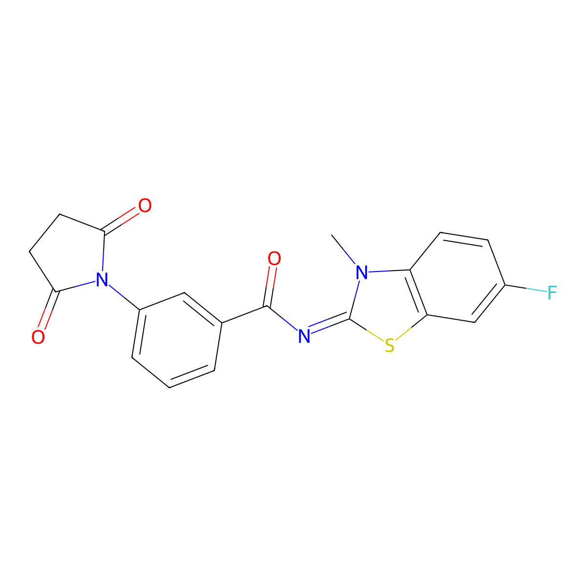(E)-3-(2,5-dioxopyrrolidin-1-yl)-N-(6-fluoro-3-methylbenzo[d]thiazol-2(3H)-ylidene)benzamide molecular structure, CAS 477295-08-2