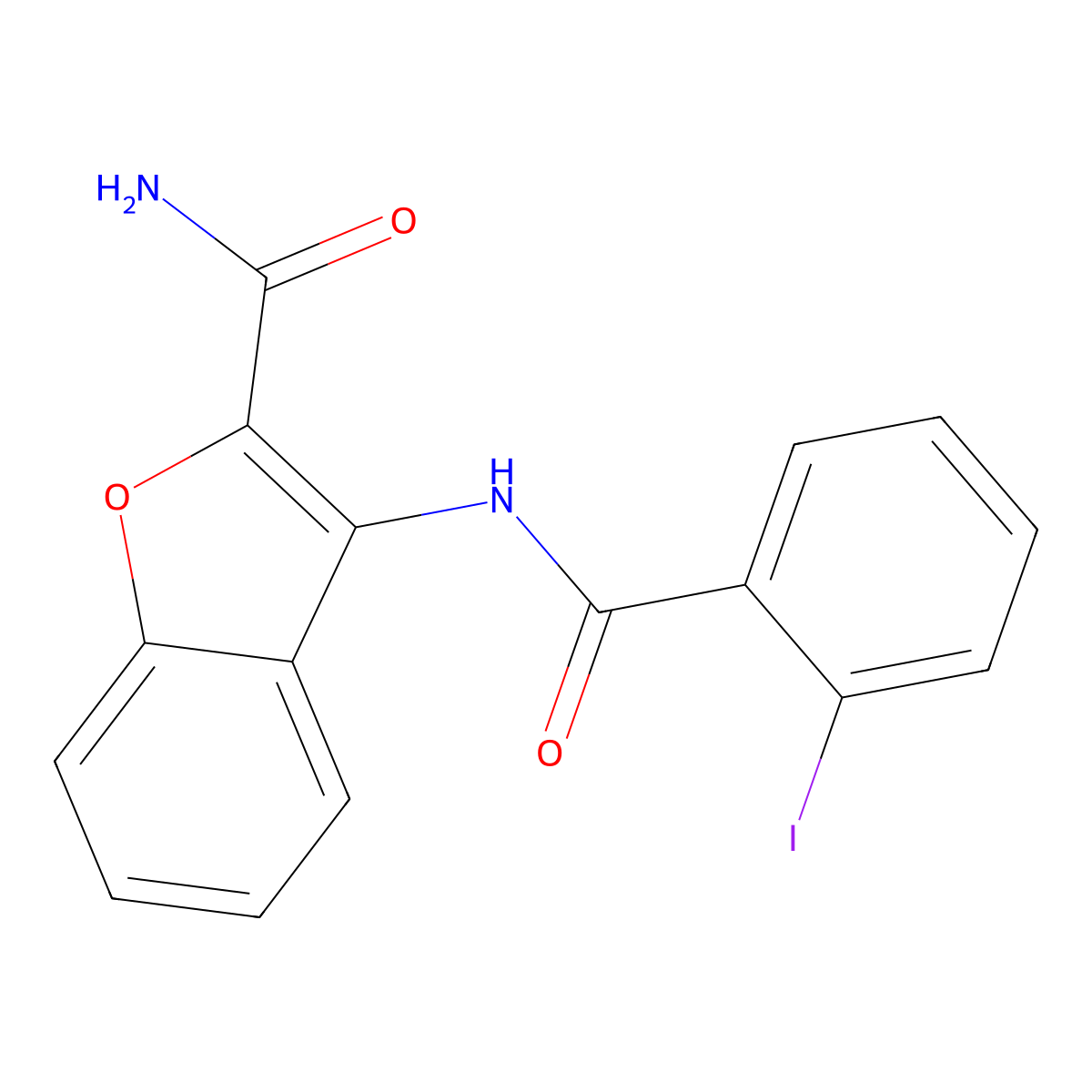 3-(2-Iodobenzamido)benzofuran-2-carboxamide molecular structure, CAS 477295-11-7