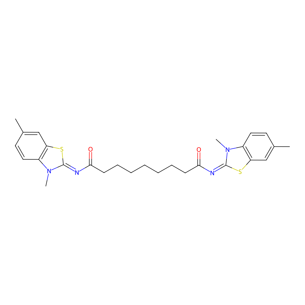 N,N'-bis(3,6-dimethyl-1,3-benzothiazol-2-ylidene)nonanediamide molecular structure, CAS 477295-77-5