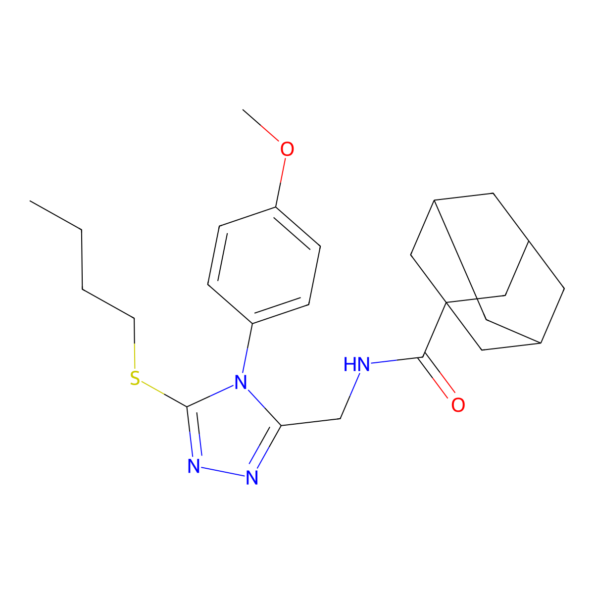 N-[[5-butylsulfanyl-4-(4-methoxyphenyl)-1,2,4-triazol-3-yl]methyl]adamantane-1-carboxamide molecular structure, CAS 477299-66-4