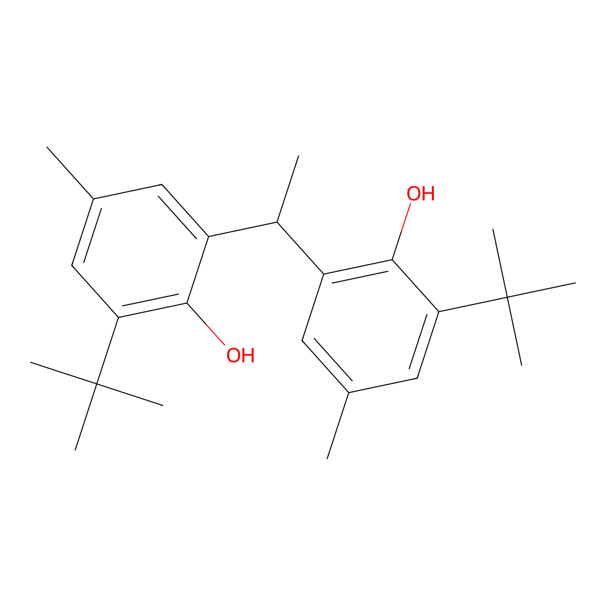 2-Tert-butyl-6-[1-(3-tert-butyl-2-hydroxy-5-methylphenyl)ethyl]-4-methylphenol molecular structure, CAS 4773-40-4