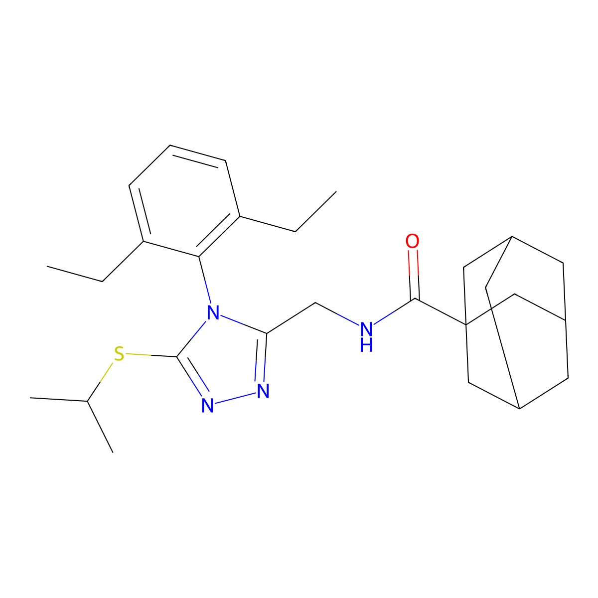 N-[[4-(2,6-diethylphenyl)-5-propan-2-ylsulfanyl-1,2,4-triazol-3-yl]methyl]adamantane-1-carboxamide molecular structure, CAS 477300-40-6