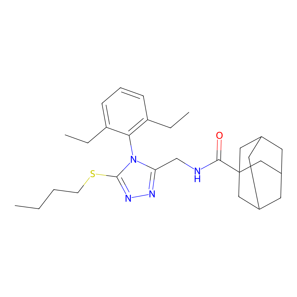 N-[[5-butylsulfanyl-4-(2,6-diethylphenyl)-1,2,4-triazol-3-yl]methyl]adamantane-1-carboxamide molecular structure, CAS 477300-51-9