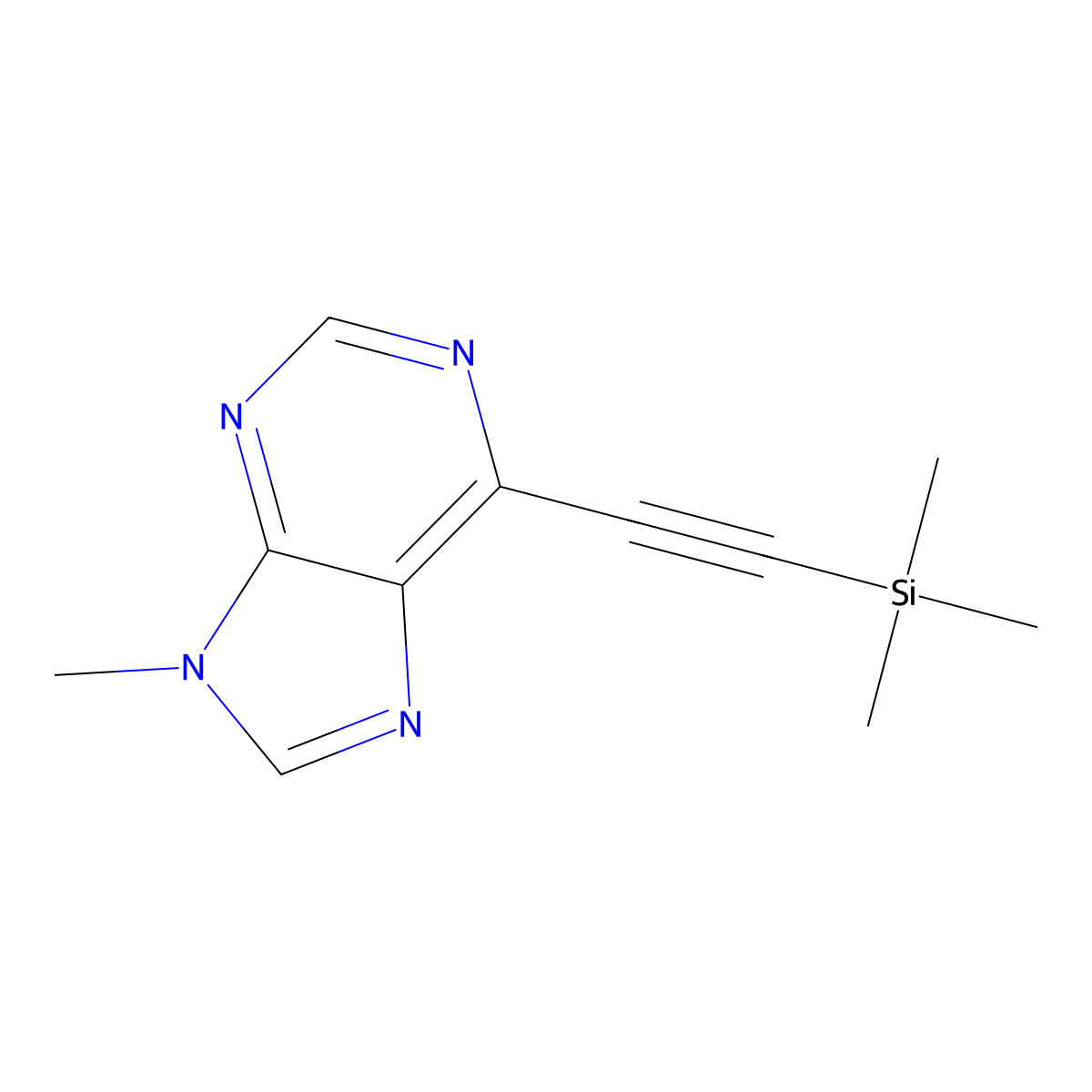 9-methyl-6-[2-(trimethylsilyl)ethynyl]-9H-purine molecular structure, CAS 477301-04-5