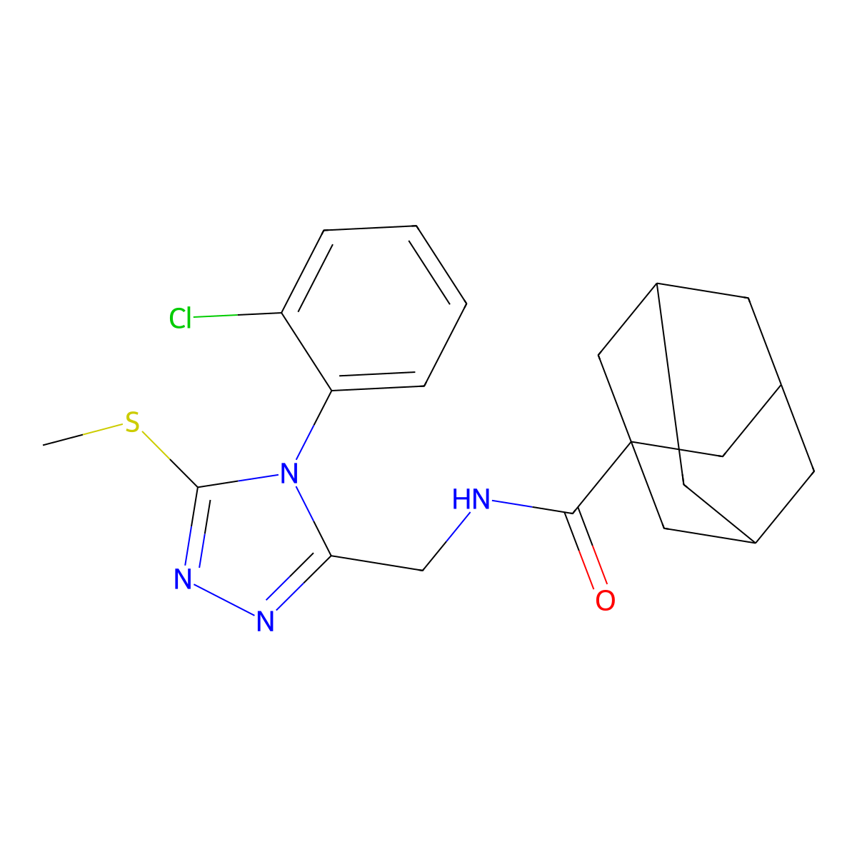 N-[[4-(2-chlorophenyl)-5-methylsulfanyl-1,2,4-triazol-3-yl]methyl]adamantane-1-carboxamide molecular structure, CAS 477301-98-7